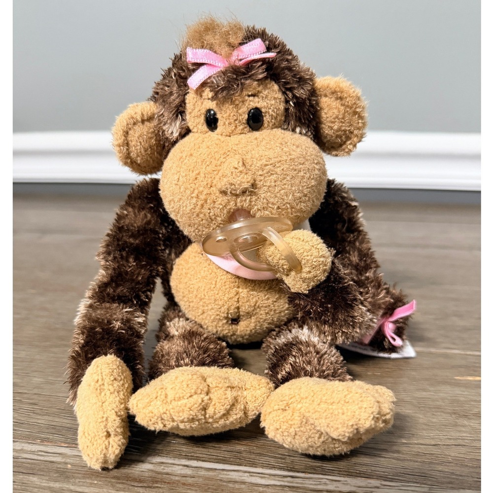 Aurora Plush Baby Monkey Stuffed Animal Toy With Pacifier